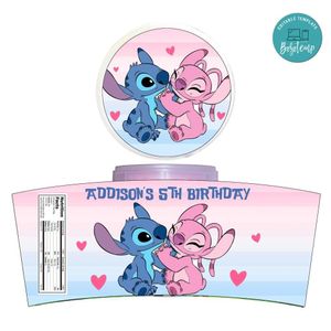 Stitch And Angel Cotton Candy Label Template To Print At Home Instant Download