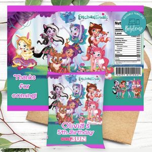 Enchantimal Birthday Honey Buns Snack Bag Label Customizable Instant Download