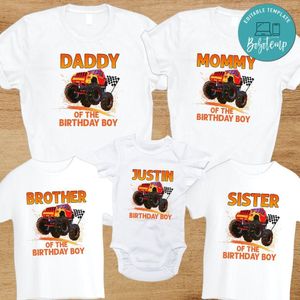 Monster Truck Birthday Family Trip Vacation PNG file template