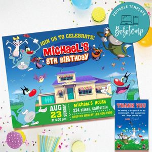 Oggy Invitation Template Free Thank You Card Printable