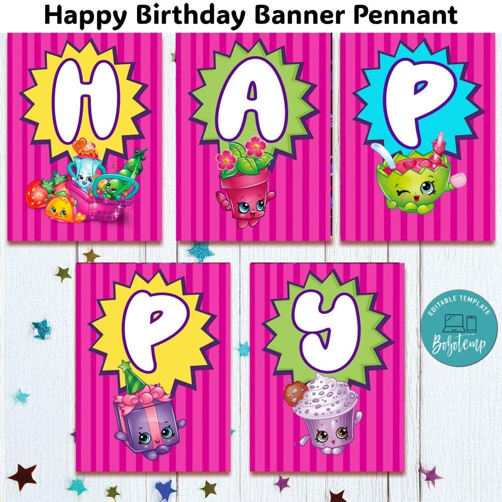 Shopkins Banner Pennant Digital File Template | Bobotemp