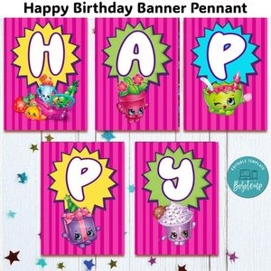 Shopkins Banner Pennant Digital File Template Instant Download