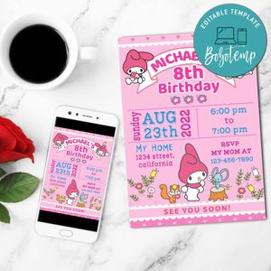 Melody Birthday Flyer Customizable Template to Print at Home Instant Download
