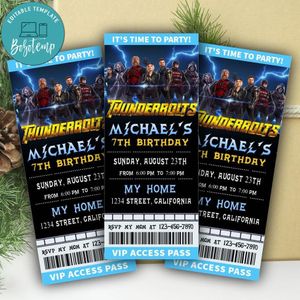 Thunderbolts Ticket Invite Customizable Template Instant Download