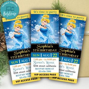 Cinderella Ticket Invitation Customizable Template Instant Download