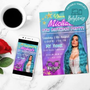 Karol g Birthday Invitation Customizable Template to Print at Home Instant Download
