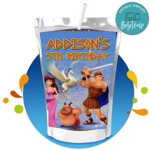 Hercules Capri Sun Birthday Labels Digital File Printable Instant Download