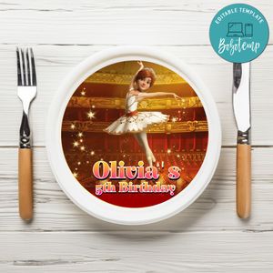 Ballerina Birthday Plate Template Customizable To Print At Home Instant Download