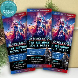 Thor Love and Thunder Ticket Invitation Customizable Template Instant Download