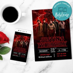 Stranger Things 5 Invitation Customizable Template to Print at Home Instant Download