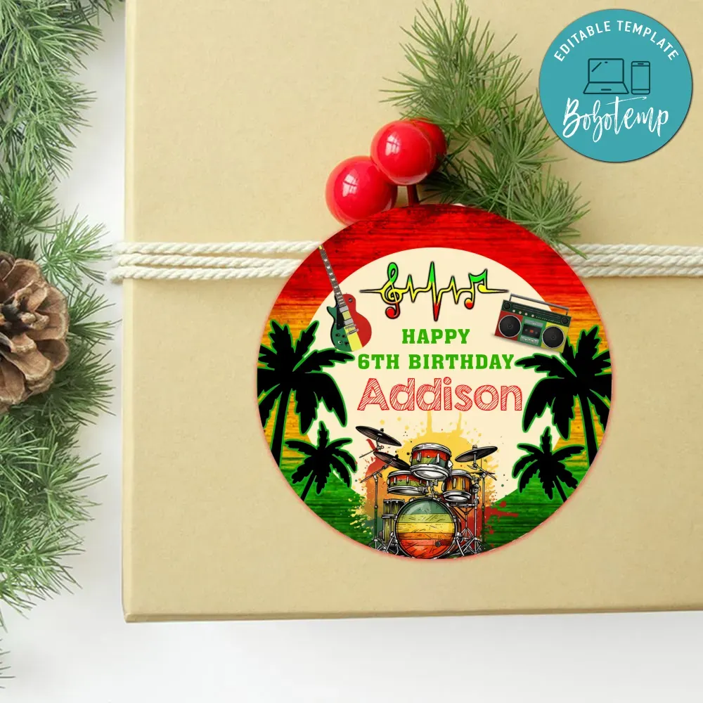 Reggae Circle Sticker Template Customizable DIY | Bobotemp Shop