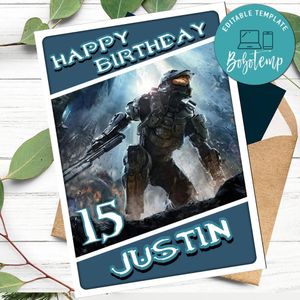 Halo Personalized Birthday Card