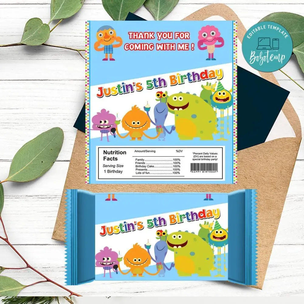 Super simple song Candy bar Label Customizable Template DIY | Bobotemp
