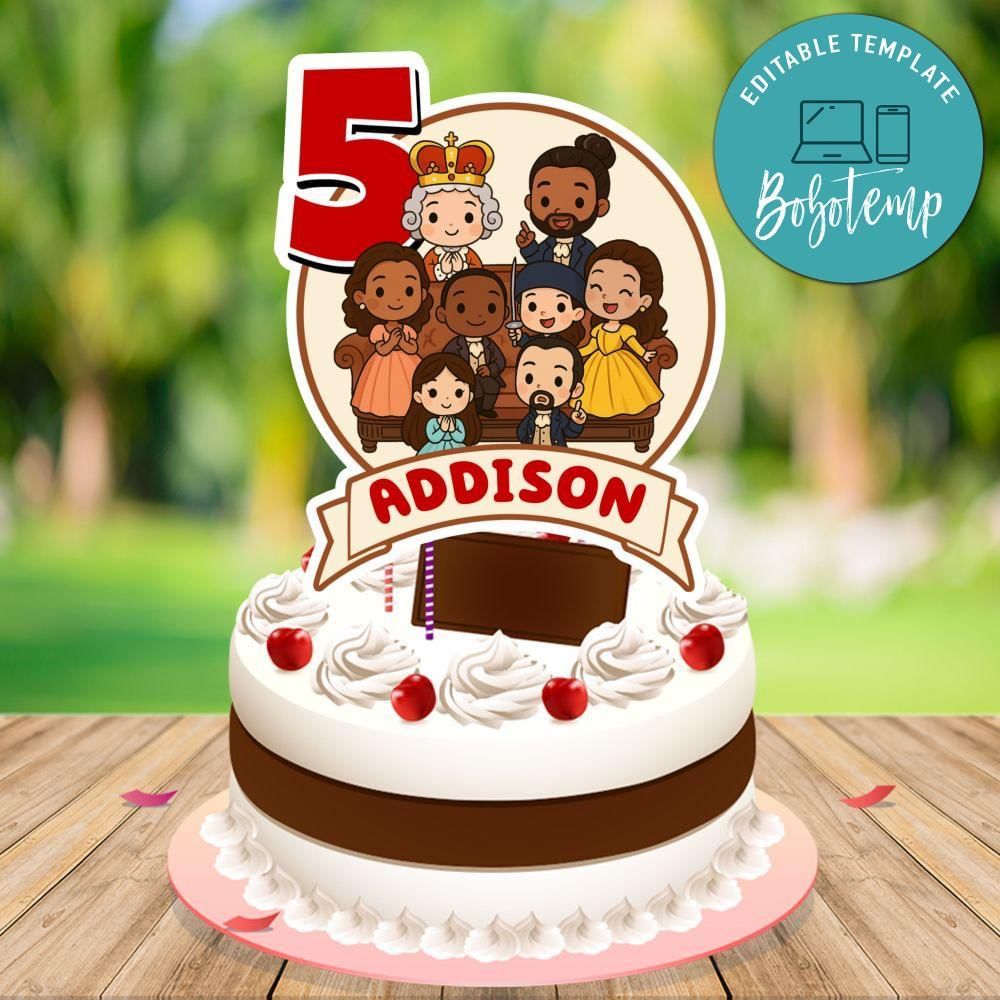 Hamilton Kids Cake Topper Template Printable Instant Download