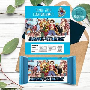 One Piece Candy Bar Label Customizable Template Instant Download
