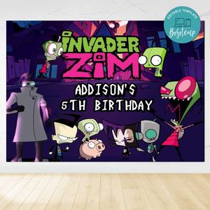 Invader Zim Birthday Backdrop Digital File Template Instant Download