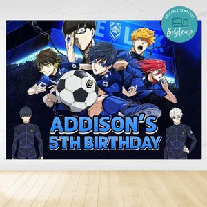 Blue lock Birthday Backdrop Digital File Template Instant Download