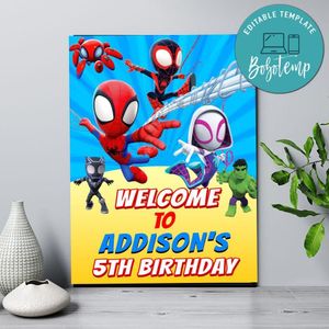 Spidey And His Amazing Birthday Welcome Sign Digital File Printable Instant Download