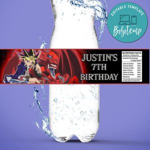 Yugioh Birthday Water Bottle Label Template to Print at Home Instant Download