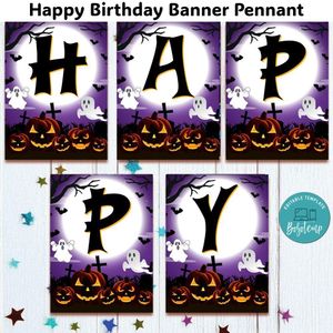 Halloween Banner Pennant Digital File Template Instant Download