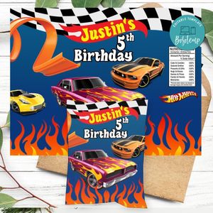 Hot wheels Birthday Chip Bag Digital File Printable Instant Download