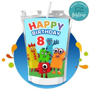 Numberblocks Capri Sun Birthday Labels Digital File Printable Instant Download