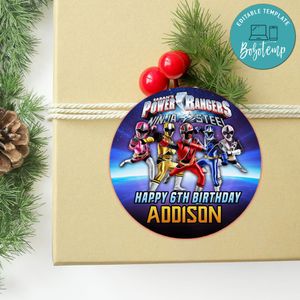 Power Ranger Ninja Steel Circle Sticker Template Customizable To Print At Home Instant Download