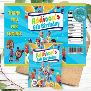 Looloo Kids Birthday Party Fruit Snack Bag Digital File Printable Instant Download