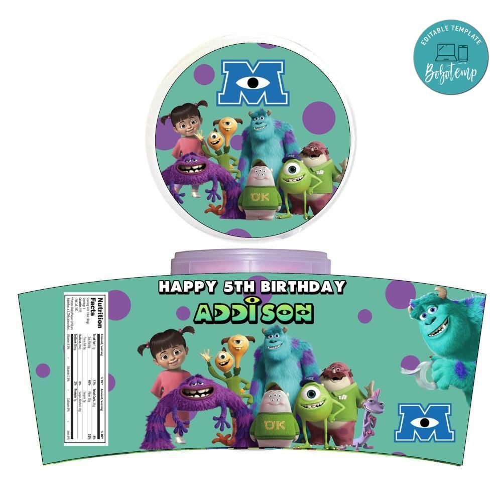 Monster Inc Cotton Candy Label Template To Print At Home Instant Download
