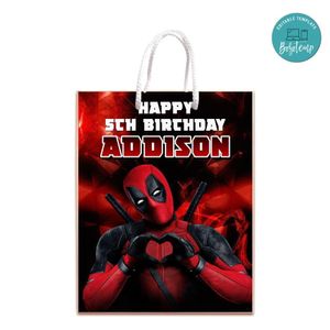Deadpool Gift Bag Label Template Printable Instant Download