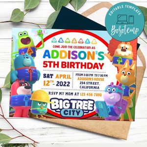 Big Tree City Birthday Flyer Customizable Template to Print at Home Instant Download