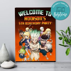 Dr. Stone Birthday Welcome Sign Digital File Printable Instant Download