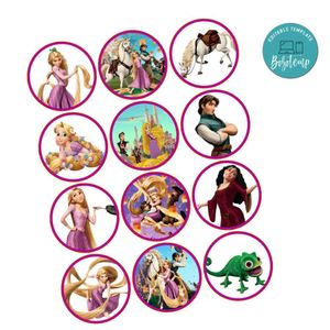 Rapunzel’s Tangled Adventure Cupcake Toppers Template Printable Instant Download