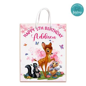Bambi Magic World Gift Bag Label Template Printable Instant Download