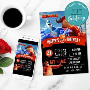 Rumble Birthday Invitation Customizable Template to Print at Home Instant Download