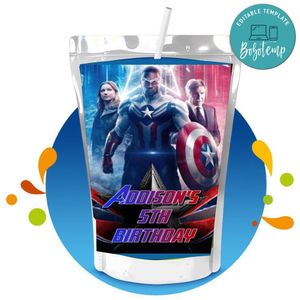 Captain America Brave New World Capri Sun Birthday Label Digital File Printable Instant Download