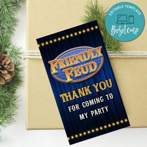 Friendly Feud Thank You Tag Customizable Template To Print At Home Instant Download
