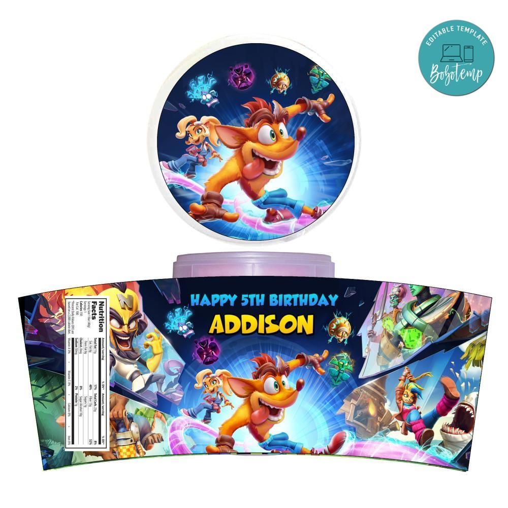 Crash Bandicoot Cotton Candy Label Template To Print At Home Instant Download