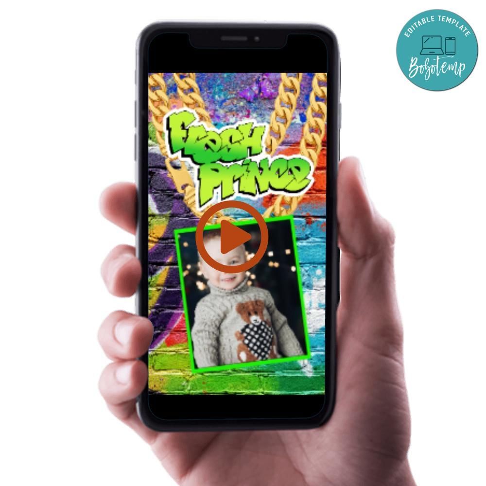 The Fresh Prince Video Invitation Digital Template Customizable Instant Download