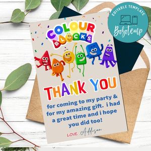 Colourblocks Thank You Card Customizable Template To Print At Home Instant Download