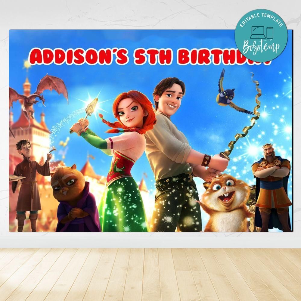 The Stolen Princess Birthday Backdrop Digital File Template Instant Download