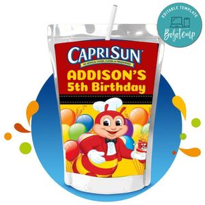 Jollibee Capri Sun Birthday Labels Digital File Printable Instant Download