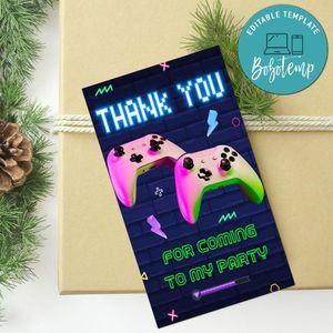 Video Game Thank You Tag Customizable Template To Print At Home Instant Download