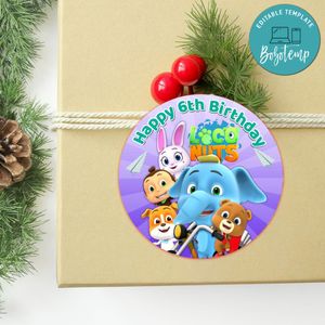 Loco Nuts Circle Sticker Template Customizable to Print at Home Instant Download