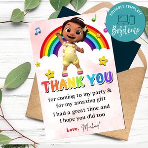 Nina Cocomelon Thank You Card Customizable Template To Print At Home Instant Download