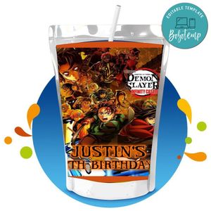 Demon Slayer Infinity Castle Capri Sun Birthday Label Digital File Printable Instant Download