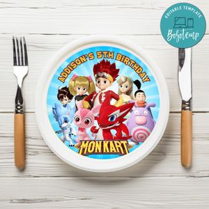 Monkart Birthday Plate Template Customizable To Print At Home Instant Download
