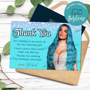 Karol G Thank You Card Customizable Template To Print At Home Instant Download