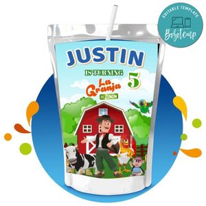 La granja de zenon Capri Sun Birthday Labels Digital File Printable Instant Download