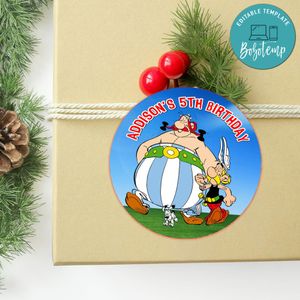 Asterix And Obelix Circle Sticker Template Customizable To Print At Home Instant Download